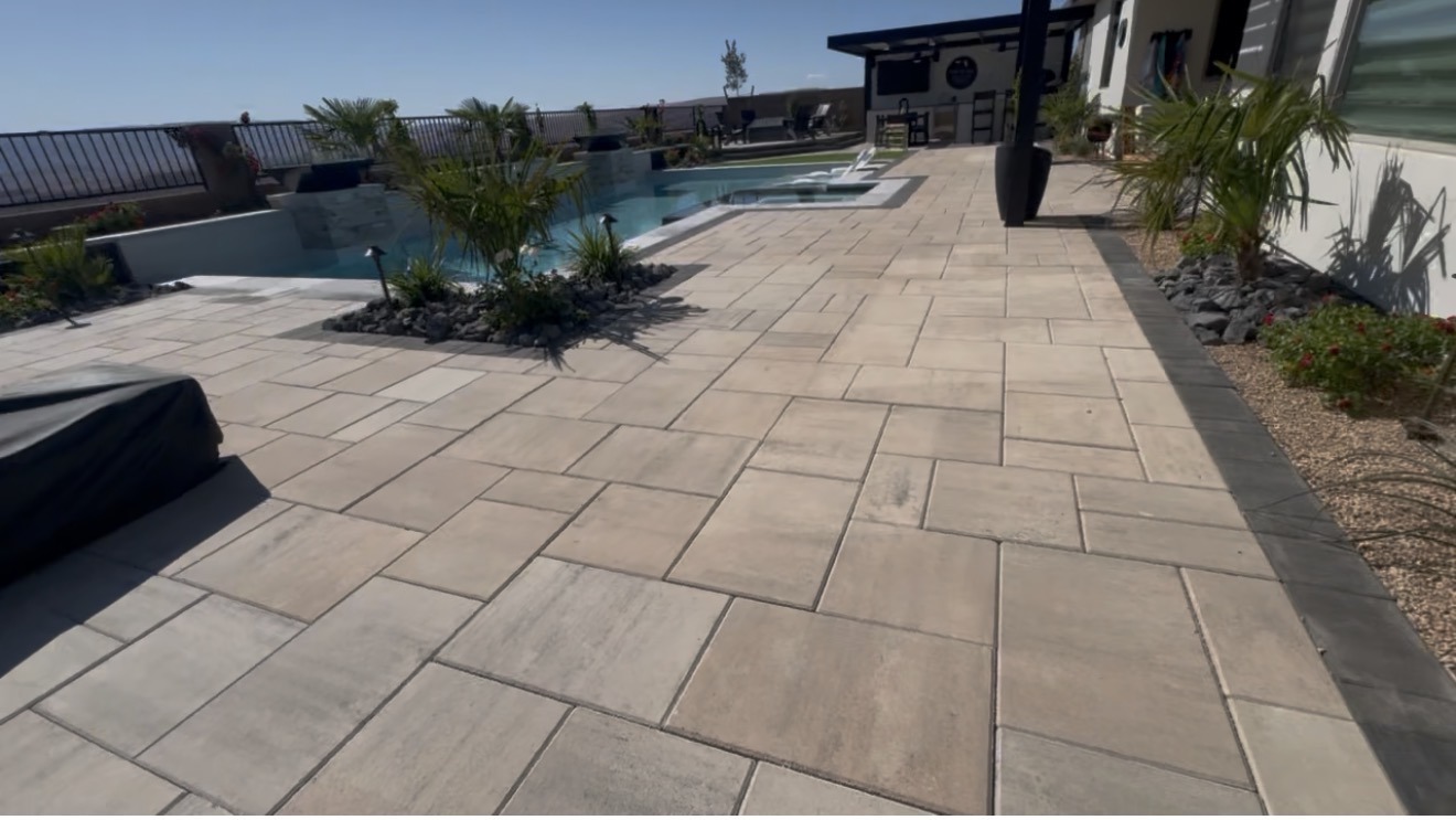 Contemporary pavers around a pool